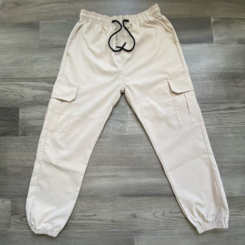 Cream cargo joggers